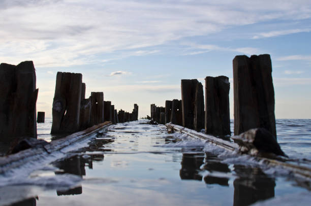 istock A calm reflection in the old wooden pipeline 1227002198