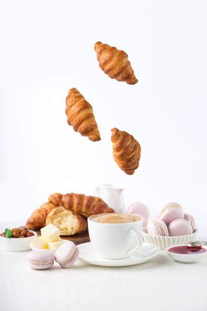 istock Fresh delicious breakfast with coffee and croissants 1227004119