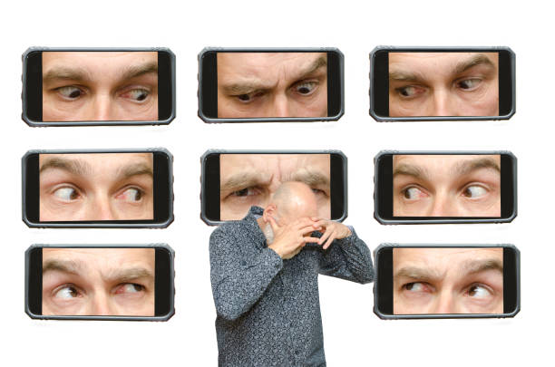 istock Man hiding from eyes looking at him 1227005081
