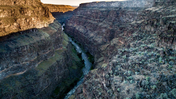 Morning sunlight on the canyon rim above the Bruneau River