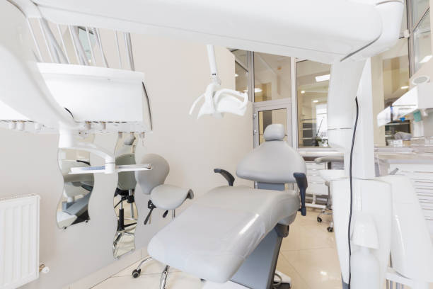 istock Shot of empty modern dentist workstation in dental cabinet 1227011069