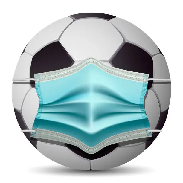 Vector illustration of Soccer ball with medical mask