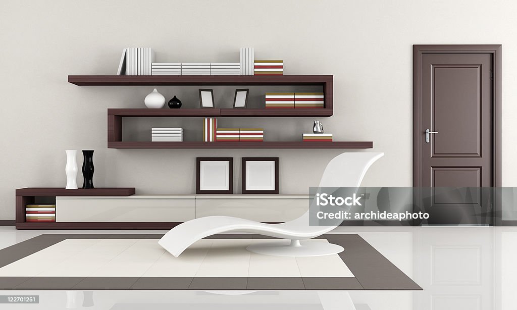 modern living room beige and brown elegant minimalist lounge - rendering Apartment Stock Photo