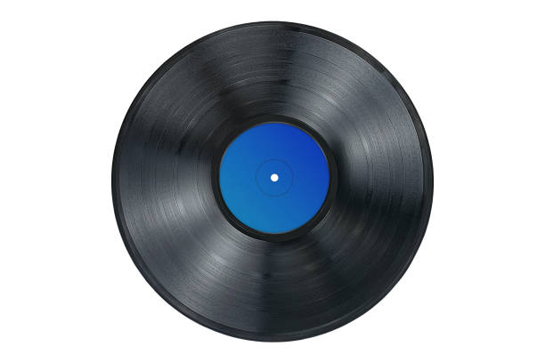 vinyl record on white background, isolated - record imagens e fotografias de stock