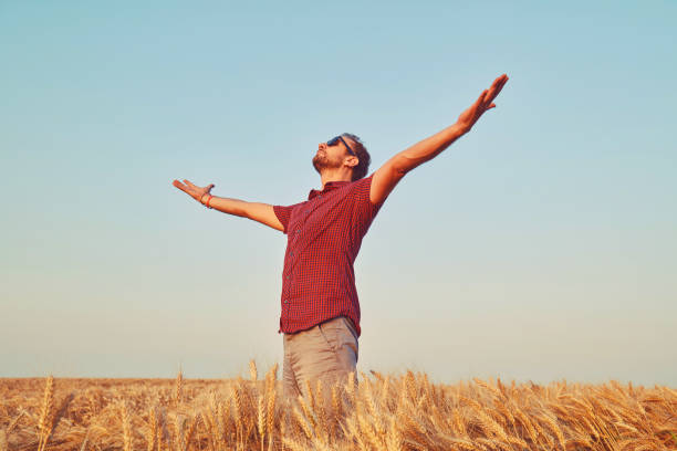 istock Man enjoying in wheat field. Nature concept. 1227013015