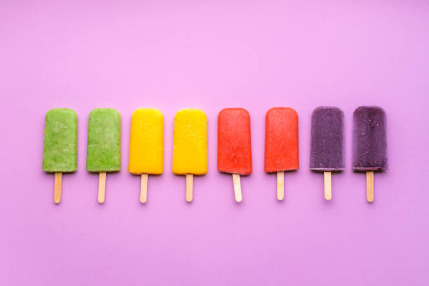 istock Multicolored ice cream popsicle. Vegan fruity ice cream diversity 1227014116