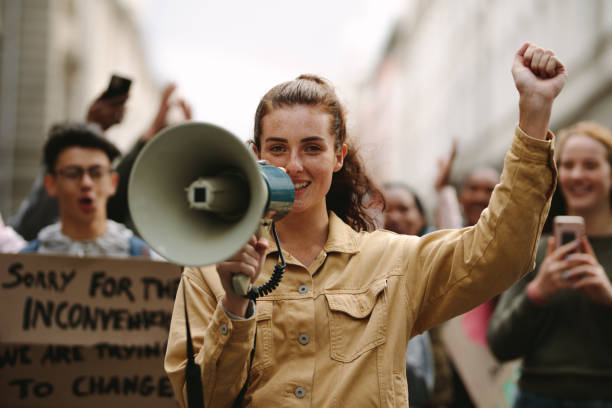 istock Urban woman protesting at a strike 1227014369