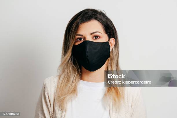 Portrait Of Woman Wearing Handmade Cotton Fabric Face Mask Protection  Against Covid19 Stock Photo - Download Image Now - iStock