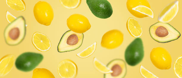Mix di ingredienti di avocado e limone - foto stock