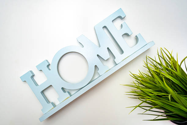 istock Green grass and a sign home on white background, eco friendly home concept 1227020037