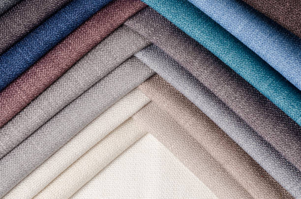 istock Bright collection of gunny textile samples. Fabric texture background. 1227020535