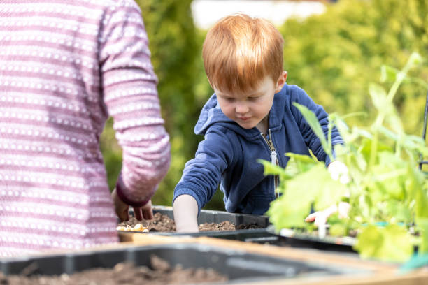 istock Cute Kid and Mother Gardening While Quarantined at Home During Springtime 1227025054