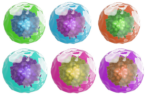 Set of multi colored virus, bacterium on white background