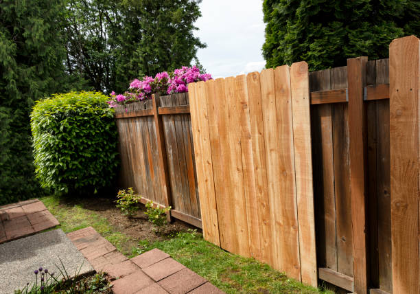 istock Older fence being upgraded with new boards 1227030918