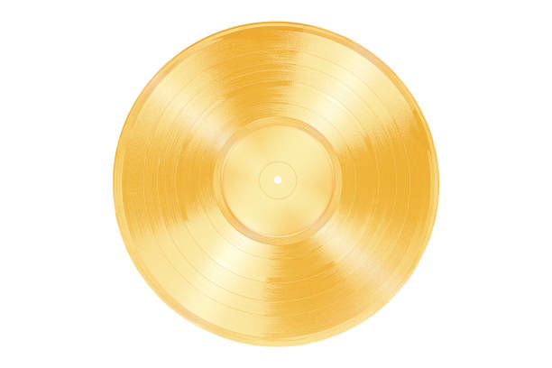 istock Golden vinyl record on white background, isolated 1227031603