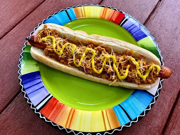 istock Foot Long Coney Dog on plate. 1227033695