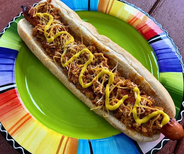 istock Foot Long Coney Dog on plate. 1227033715