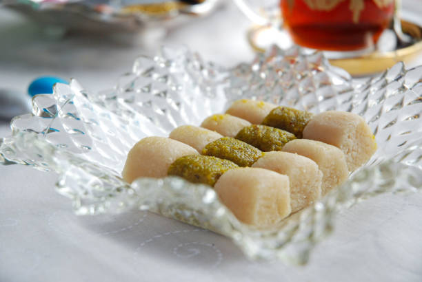 Mashed almond and pistachio sweet served with hot beverage (Badem Ezmesi)