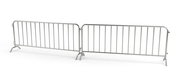 istock Metal Crowd Barrier Isolated. 3D rendering 1227037494