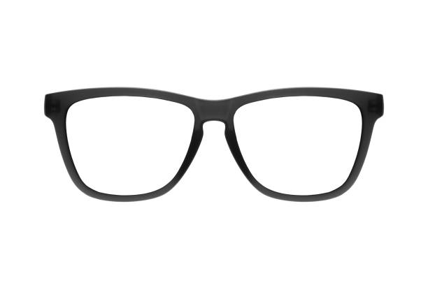 eye glasses frame black isolated on white background - eyesight optical instrument glasses retro revival imagens e fotografias de stock