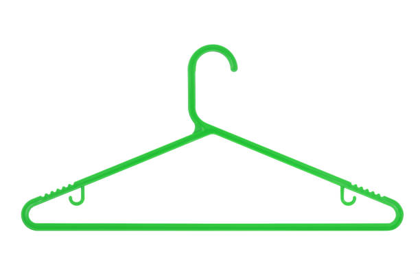 istock Green plastic coat hanger isolated on a white background 1227043534