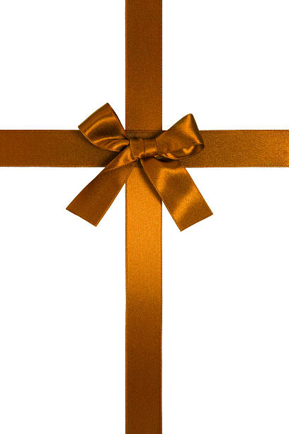 istock golden-brown vertical cross ribbon with bow 122704732