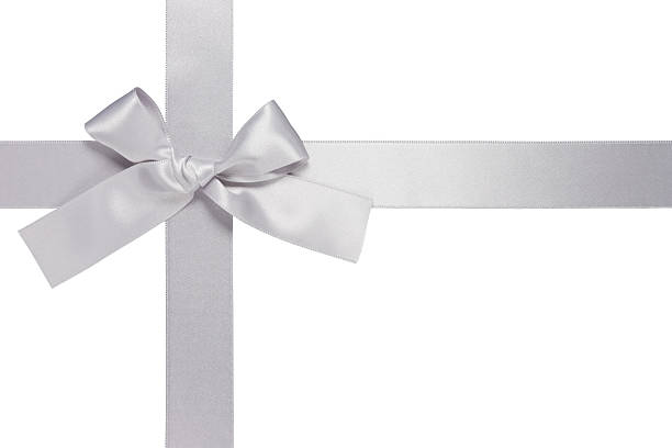 istock silver colore cross ribbon with bow, isolated 122704823