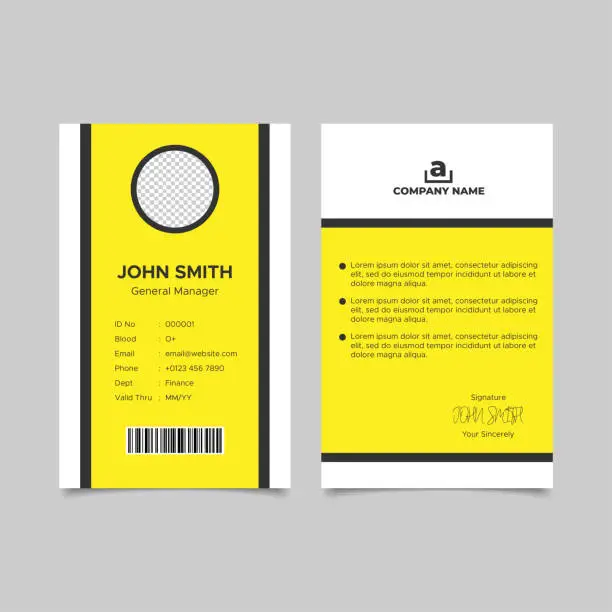 Vector illustration of Minimalist employee id card template design