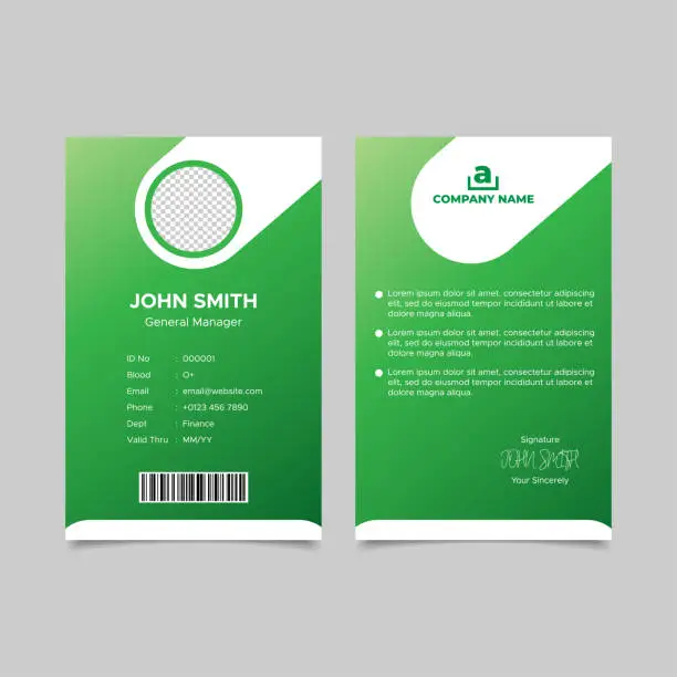 Vector illustration of Gradient green employee id card templates