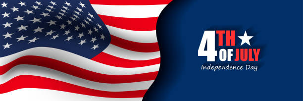 istock July 4th is Independence Day of America. Horizontal banner with USA flag. 1227049764
