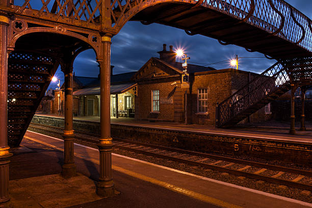 istock Railway Station and Old bridge  at night 122705287