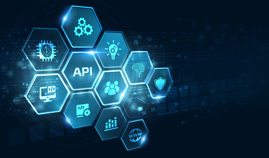 API - Interfaz de programación de aplicaciones. Herramienta de desarrollo de software. Concepto de negocios, tecnología moderna, Internet y redes. photo