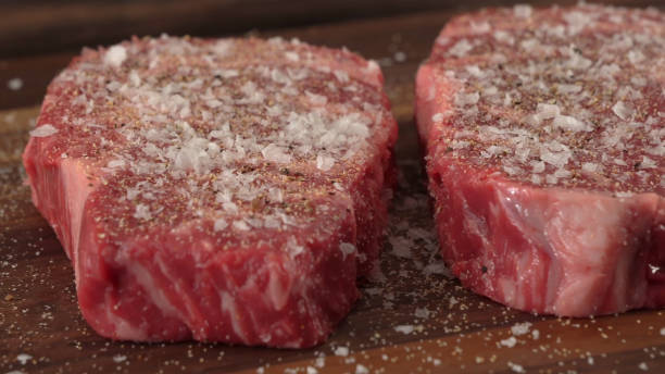 istock steaks on shot with selective focus Juicy medium Beef 1227058900