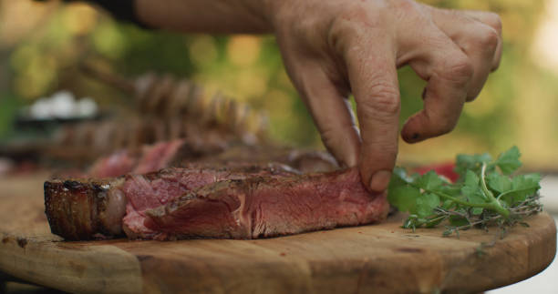 istock steaks on shot with selective focus Juicy medium Beef 1227061602