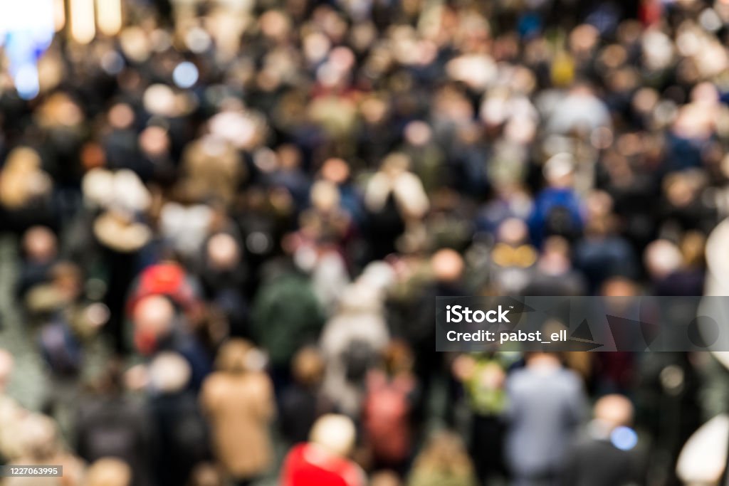 Rush hour agglomeration crowd Coronavirus spread Crowd of people on public transport system. Potential for coronavirus COVID-19 disease spread. Crowd of People Stock Photo