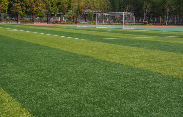 istock Modern artificial turf football field 1227067435