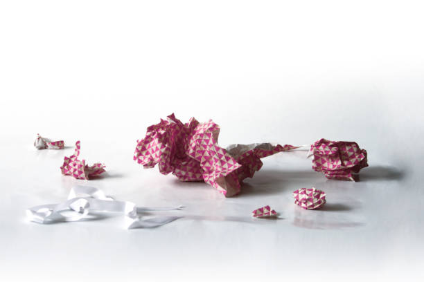 Unwrapped Crumpled Gift Wrap Pink Isolated on White