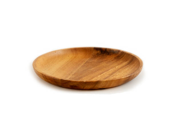 istock Empty wooden tray on white background. 1227073623