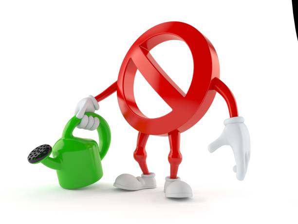 istock Forbidden character holding watering can 1227073637