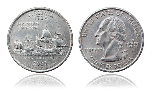 Quarter dollar coin. Virginia. 2002 year