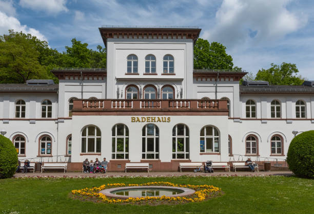 bad soden, germany-mai 03, 2020: Historic Badehaus with park