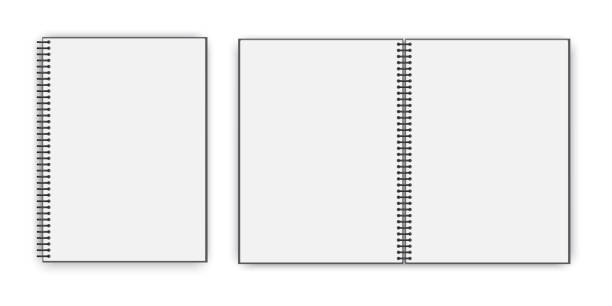 пустая открытая книга. закрытый белый блокнот. буклет с спиралью. векторное изображение. сток фото. - color swatch illustrations stock illustrations
