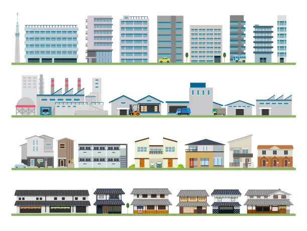 Vector illustration of Building building factory house old folk house