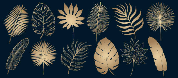 istock Tropical plant leaf set.Botanical floral element background.Design for home decor, fabric, carpet, wrapping 1227088434