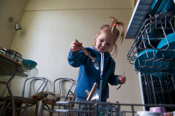 istock Three year old girl and a dishwasher 1227092369