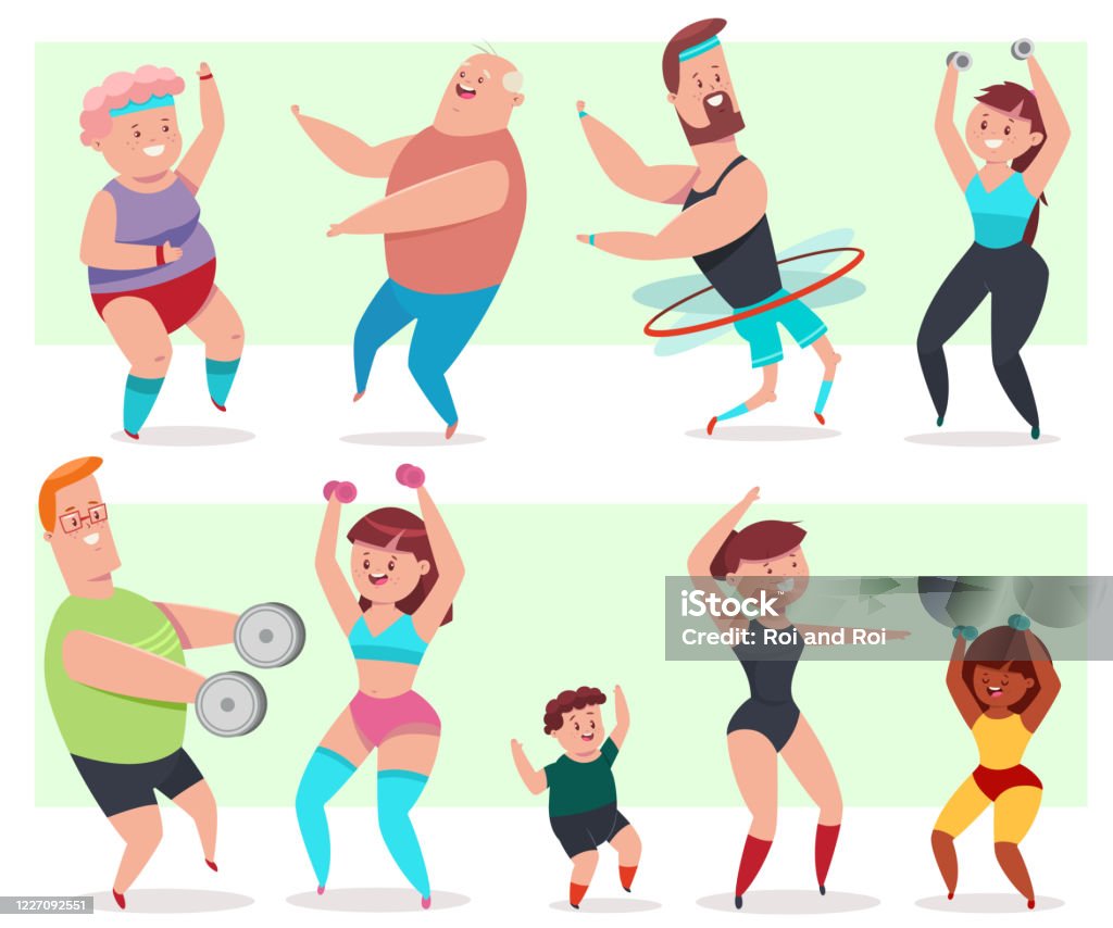 Ilustración de Fitness Hombres Mujeres Y Niños Jóvenes Y Ancianos Haciendo Ejercicio Personas Entrenamiento Carácter De Dibujos Animados Vectoriales Aislado En Un Fondo Blanco Estilo De Vida Saludable Para La Familia y Ilustración de Fitness Hombres Mujeres Y Niños Jóvenes Y Ancianos Haciendo Ejercicio Personas Entrenamiento Carácter De Dibujos Animados Vectoriales Aislado En Un Fondo Blanco Estilo De Vida Saludable Para La Familia y