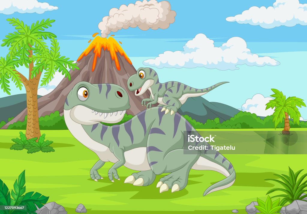Ilustración de Caricatura Madre Y Bebé Dinosaurio En La Selva y más  Vectores Libres de Derechos de Tiranosaurio - Tiranosaurio, Jurásico,  Paisaje no urbano - iStock