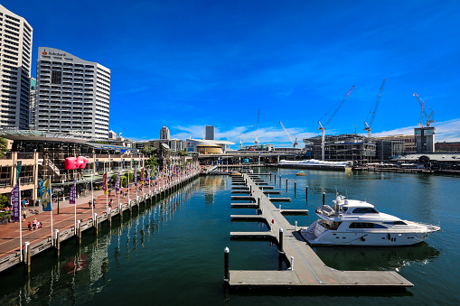 Sunny afternoon in Darling Harbour, Sydney, NSW, Australia.