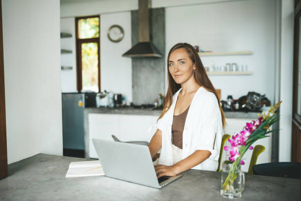 istock Woman working from home at the computer 1227096945
