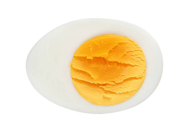 istock Cross section of a boiled egg top view with clipping path 1227097984